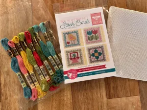 Stitch Card A Cross Stitch pattern, Thread and Evenweave Kit curated by The Rural Stitch Co