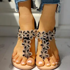 Studded Detail Toe Post Flat Sandals