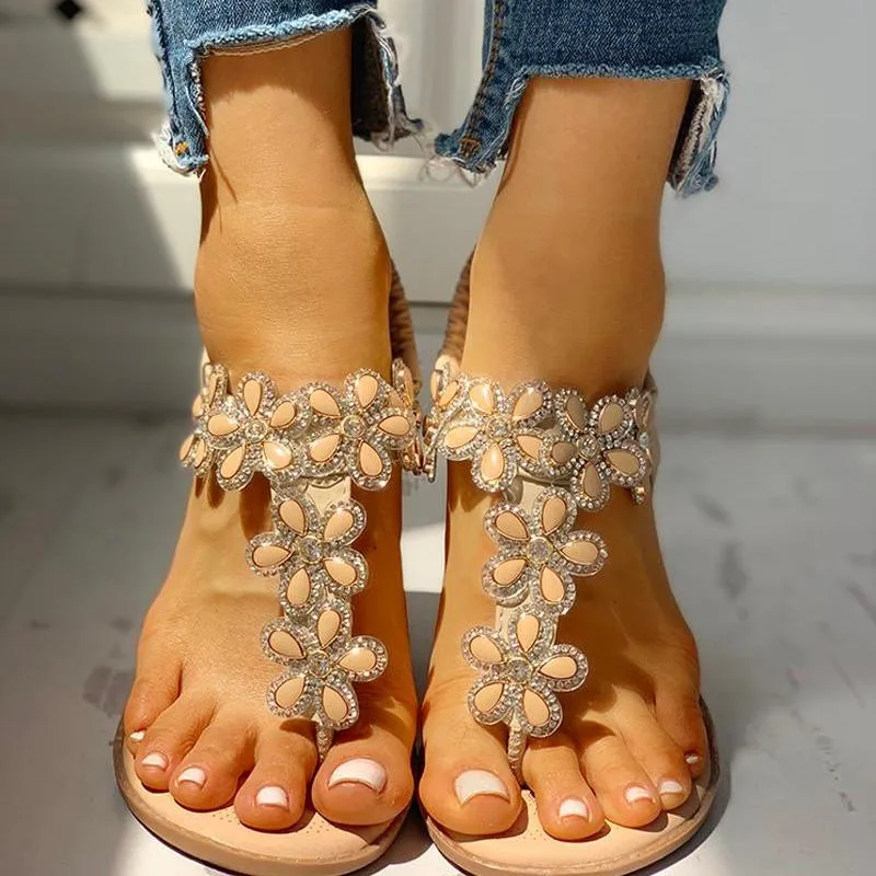 Studded Detail Toe Post Flat Sandals