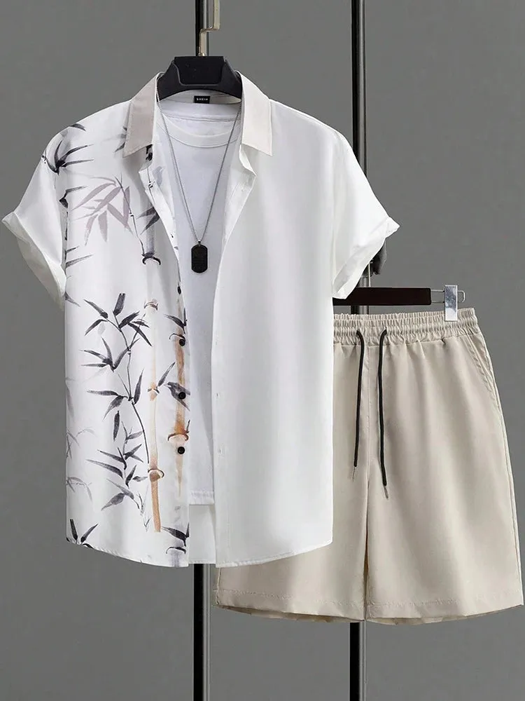Summer Men's Short-Sleeved Shirt & Beach Shorts Set