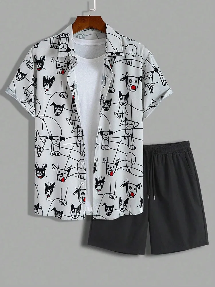 Summer Men's Short-Sleeved Shirt & Beach Shorts Set