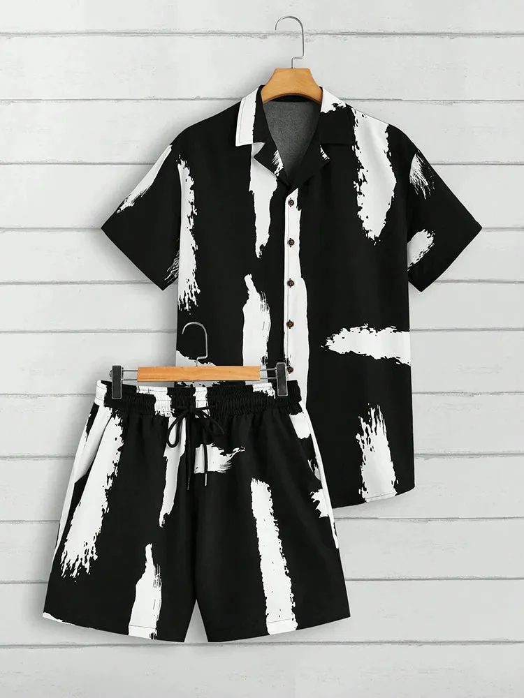 Summer Men's Short-Sleeved Shirt & Beach Shorts Set
