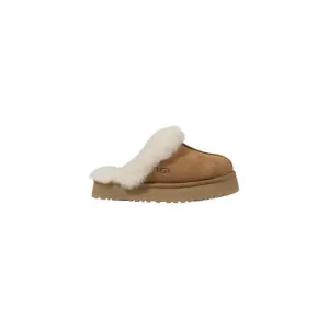 Tan UGG Slipper With White Fur Trim