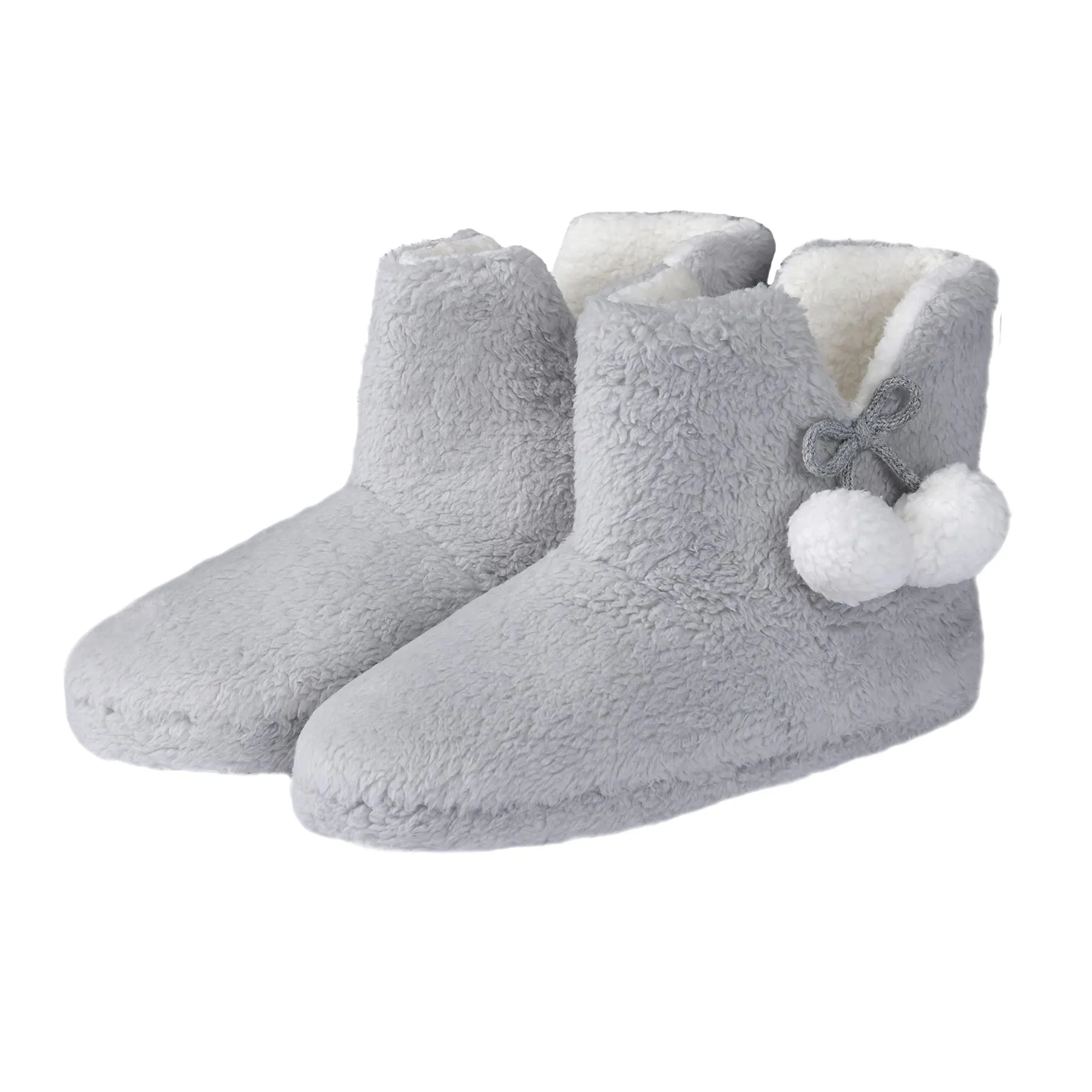 TEDDY BOOT SLIPPERS SIZES S, M AND L IN GREY