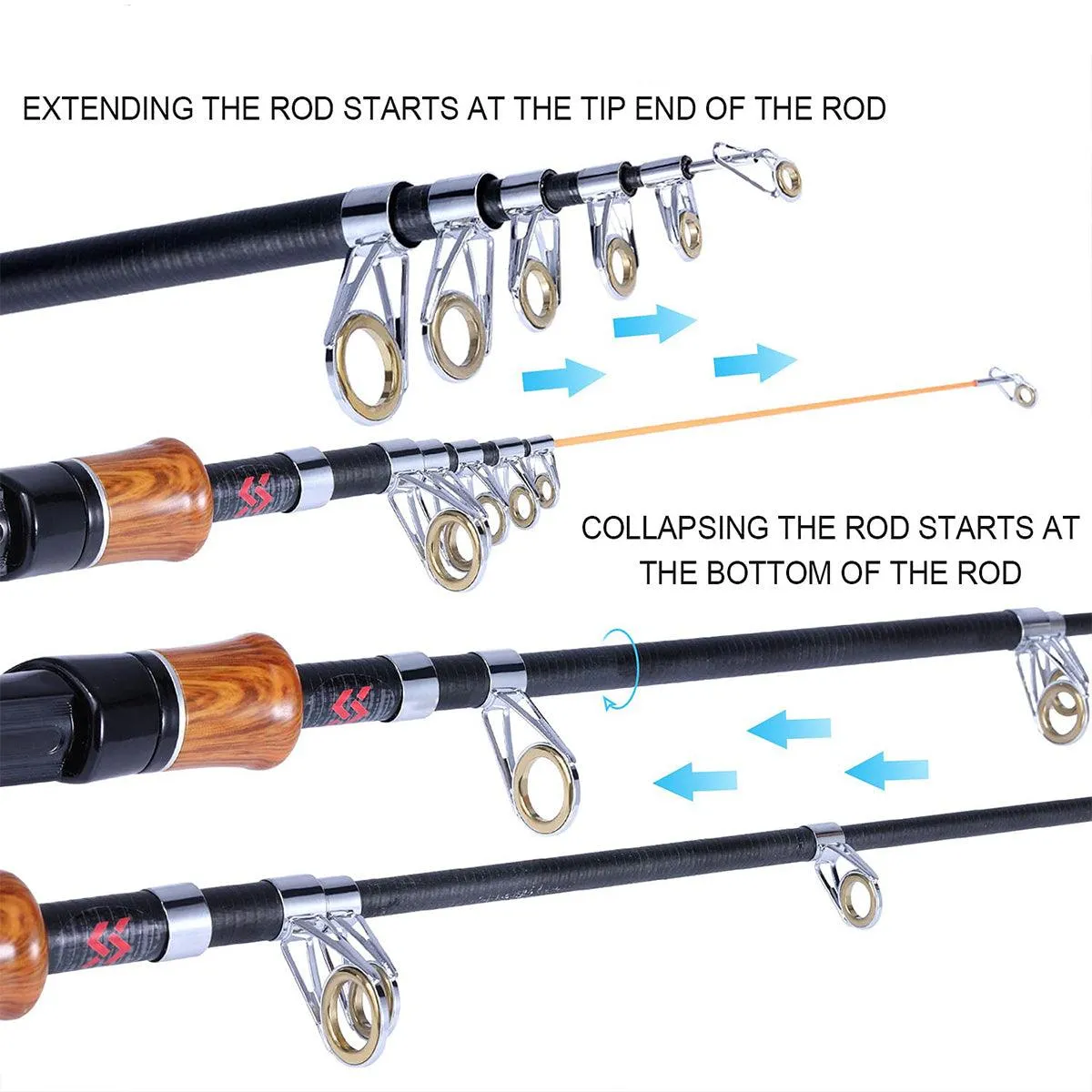 Telescopic Imitation Wood Fishing Rod Ultra Lightweight Portable Fishing Pole
