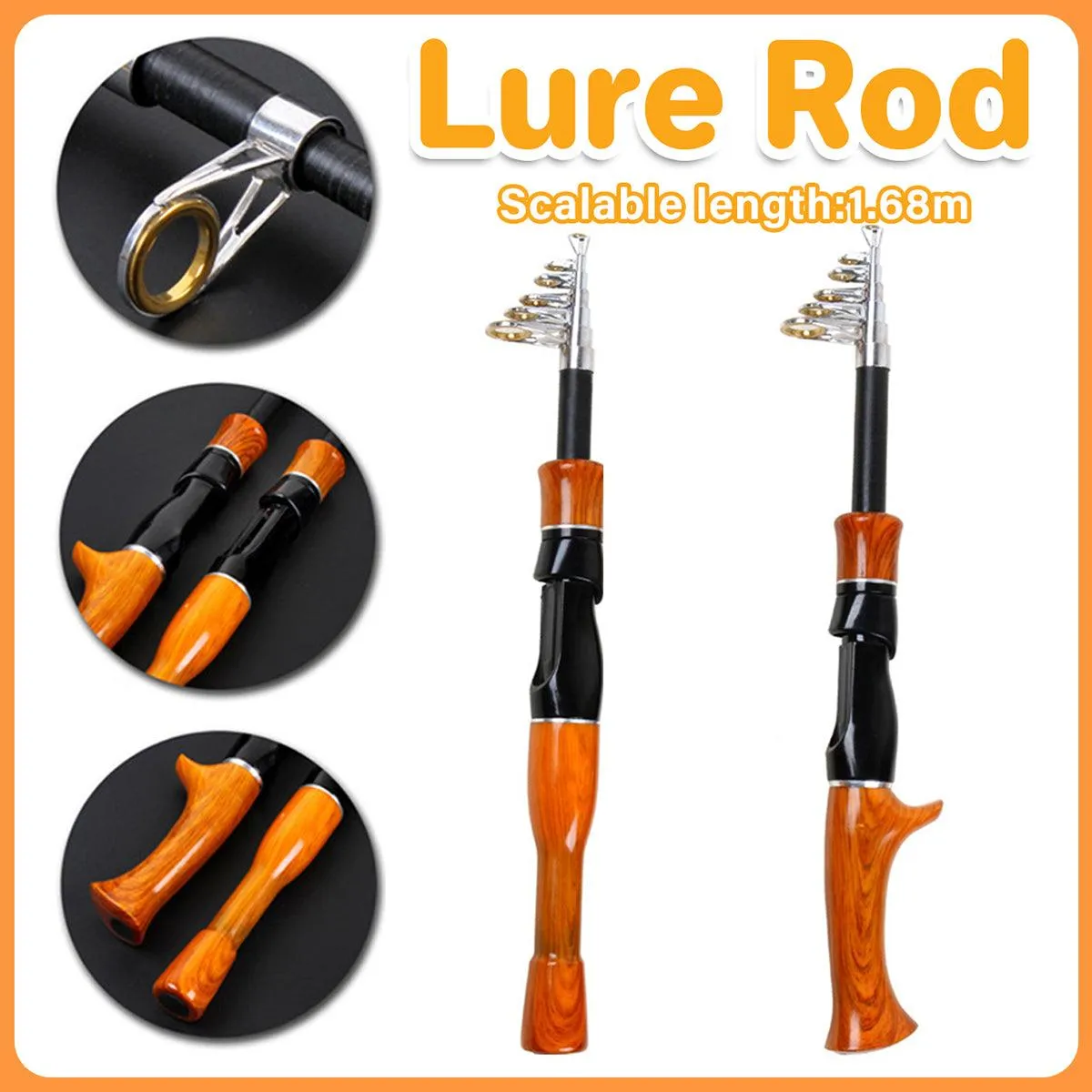Telescopic Imitation Wood Fishing Rod Ultra Lightweight Portable Fishing Pole