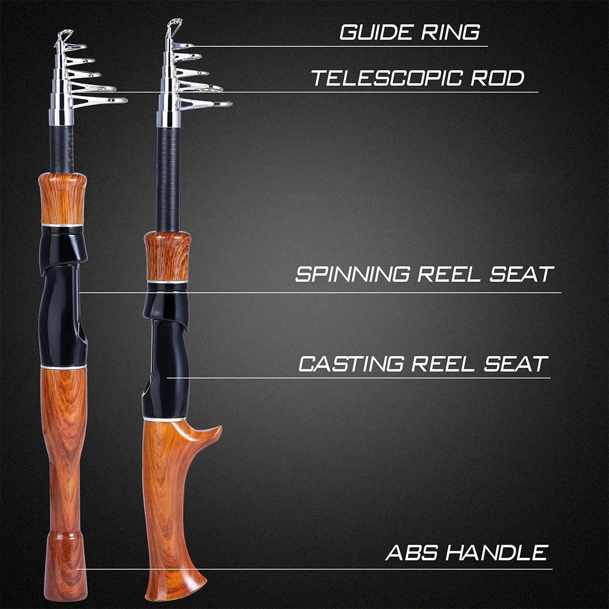 Telescopic Imitation Wood Fishing Rod Ultra Lightweight Portable Fishing Pole