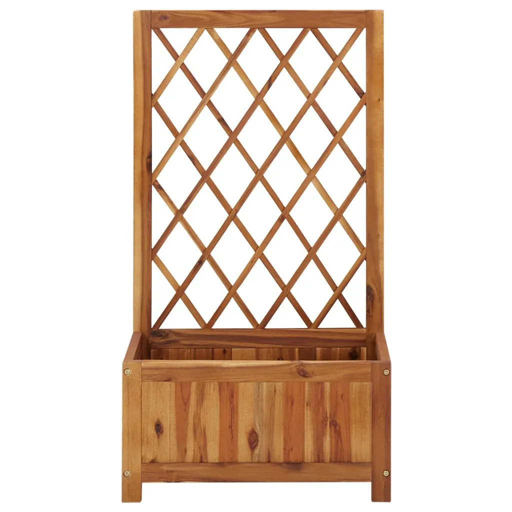 Telesha vidaXL Garden Raised Bed with Trellis, Solid Acacia Wood Planter, Outdoor and Indoor Use, Brown Arlmont & Co.