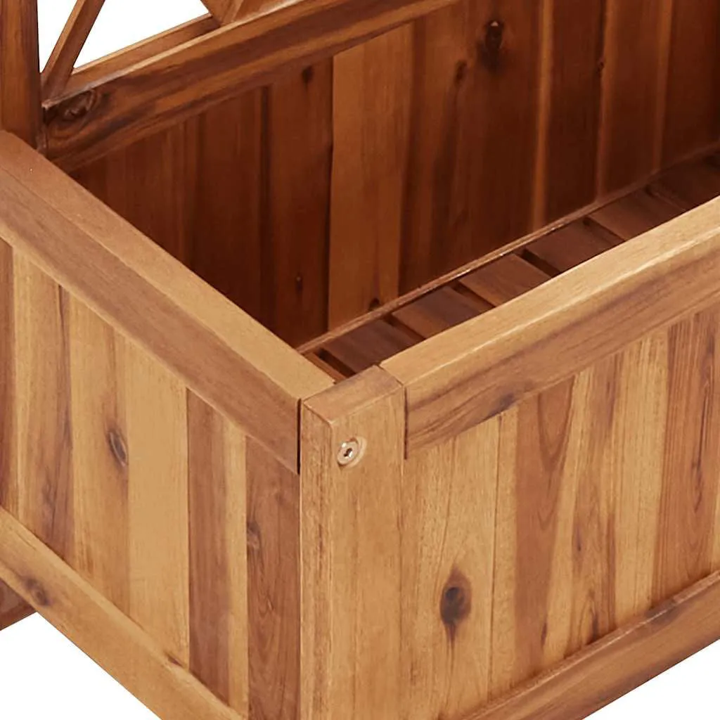 Telesha vidaXL Garden Raised Bed with Trellis, Solid Acacia Wood Planter, Outdoor and Indoor Use, Brown Arlmont & Co.