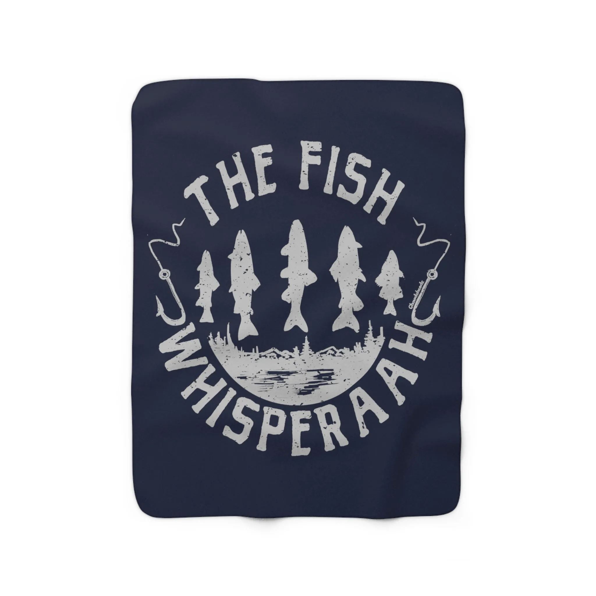 The Fish Whisperaah Sherpa Fleece Blanket - Navy