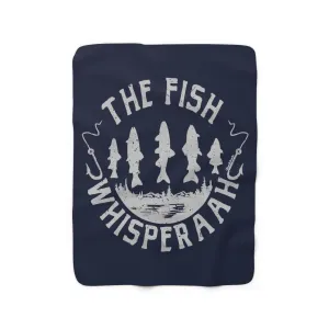 The Fish Whisperaah Sherpa Fleece Blanket - Navy