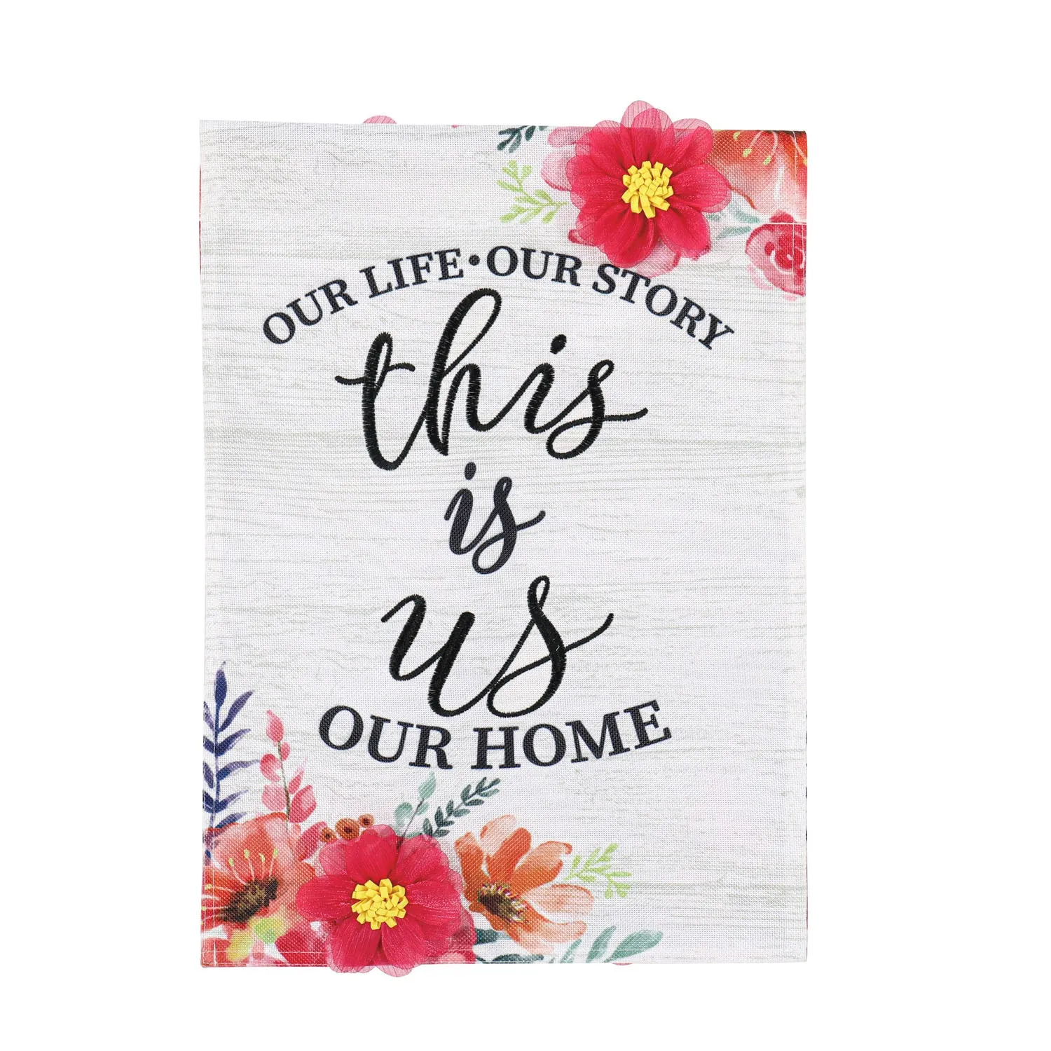 This is Us Floral Garden Burlap Flag,14b10235