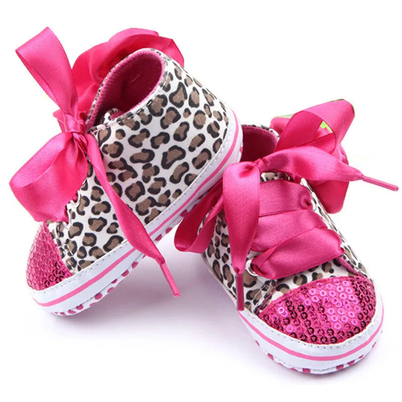 Toddler Baby Girls Shoes Floral Leopard Sequin Infant Soft Sole First Walker Cotton Shoes