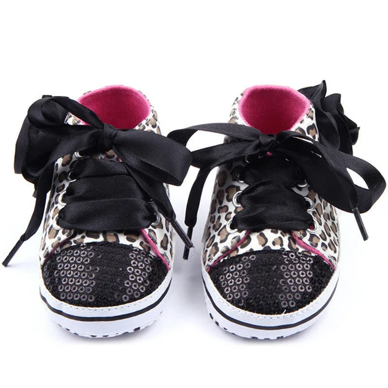 Toddler Baby Girls Shoes Floral Leopard Sequin Infant Soft Sole First Walker Cotton Shoes