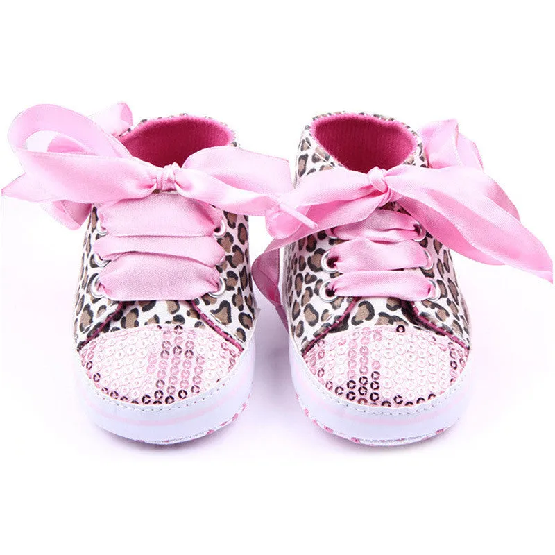 Toddler Baby Girls Shoes Floral Leopard Sequin Infant Soft Sole First Walker Cotton Shoes