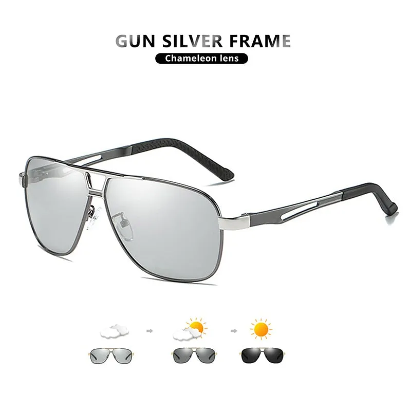 Top Aluminum Magnesium Square Polarized  Photochromic Sunglasses Men Sun Glasses Military Safety Driving Oculos De Sol Masculino