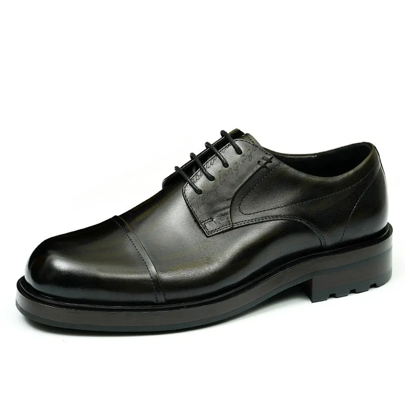 Top Layer Cowhide Men's Leather Shoes Men's Leather Shoes Business Formal Wear Cowhide Work Shoes British Retro round Toe Casual Shoes89623