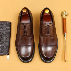 Top Layer Cowhide Men's Leather Shoes Men's Leather Shoes Business Formal Wear Cowhide Work Shoes British Retro round Toe Casual Shoes89623