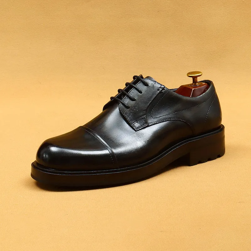 Top Layer Cowhide Men's Leather Shoes Men's Leather Shoes Business Formal Wear Cowhide Work Shoes British Retro round Toe Casual Shoes89623
