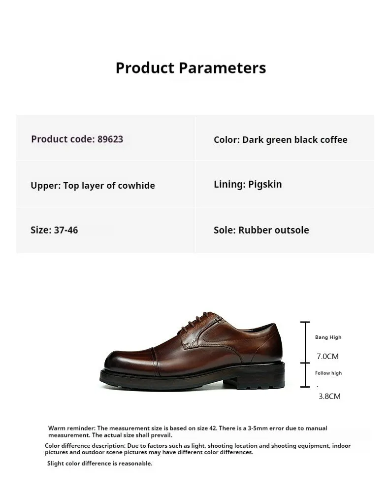 Top Layer Cowhide Men's Leather Shoes Men's Leather Shoes Business Formal Wear Cowhide Work Shoes British Retro round Toe Casual Shoes89623