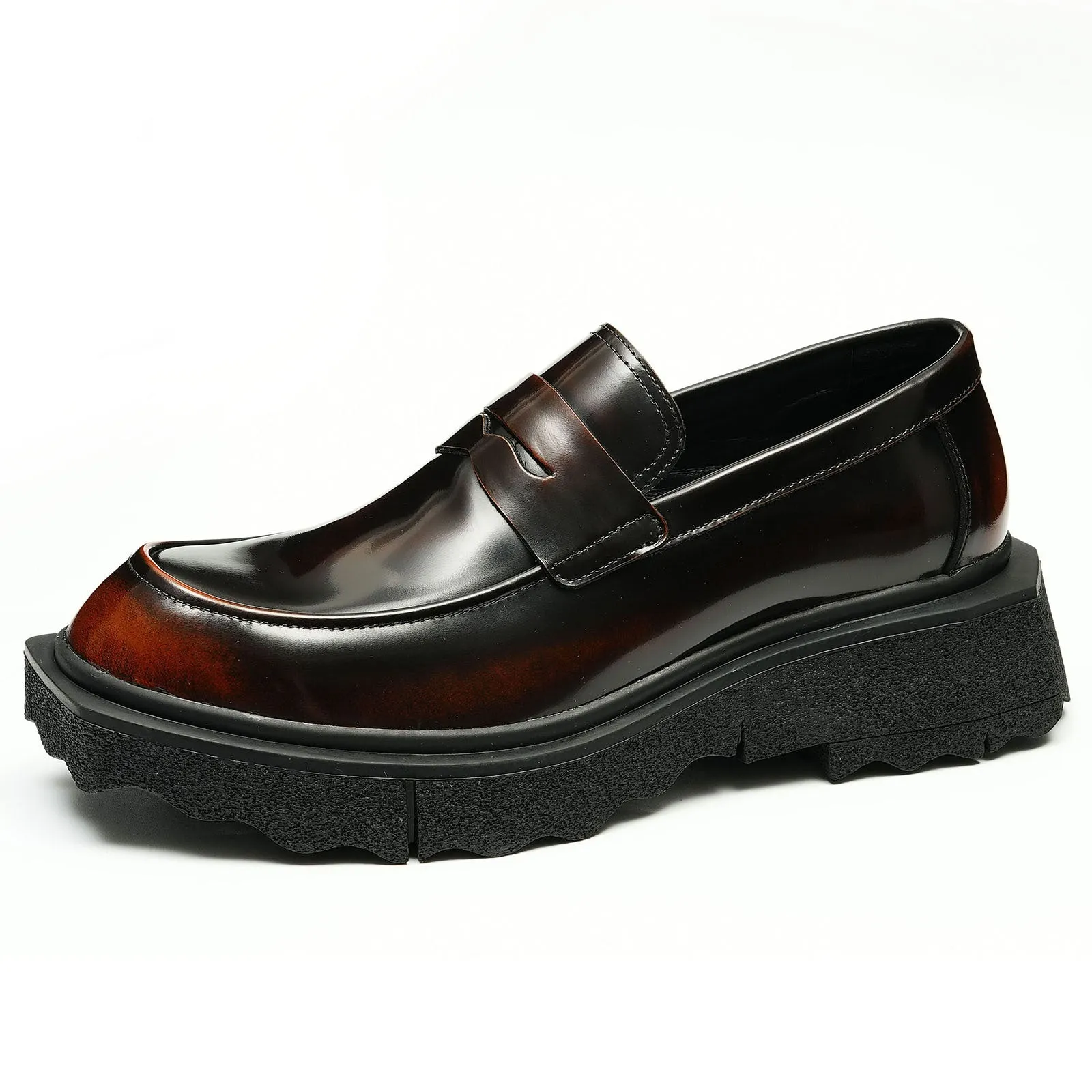 Top Layer Cowhide Men's Leather Shoes Pedal Leather Shoes Men's Soft Leather Genuine Leather Business Casual Shoes Thick Sole Increased by British Loafers23682