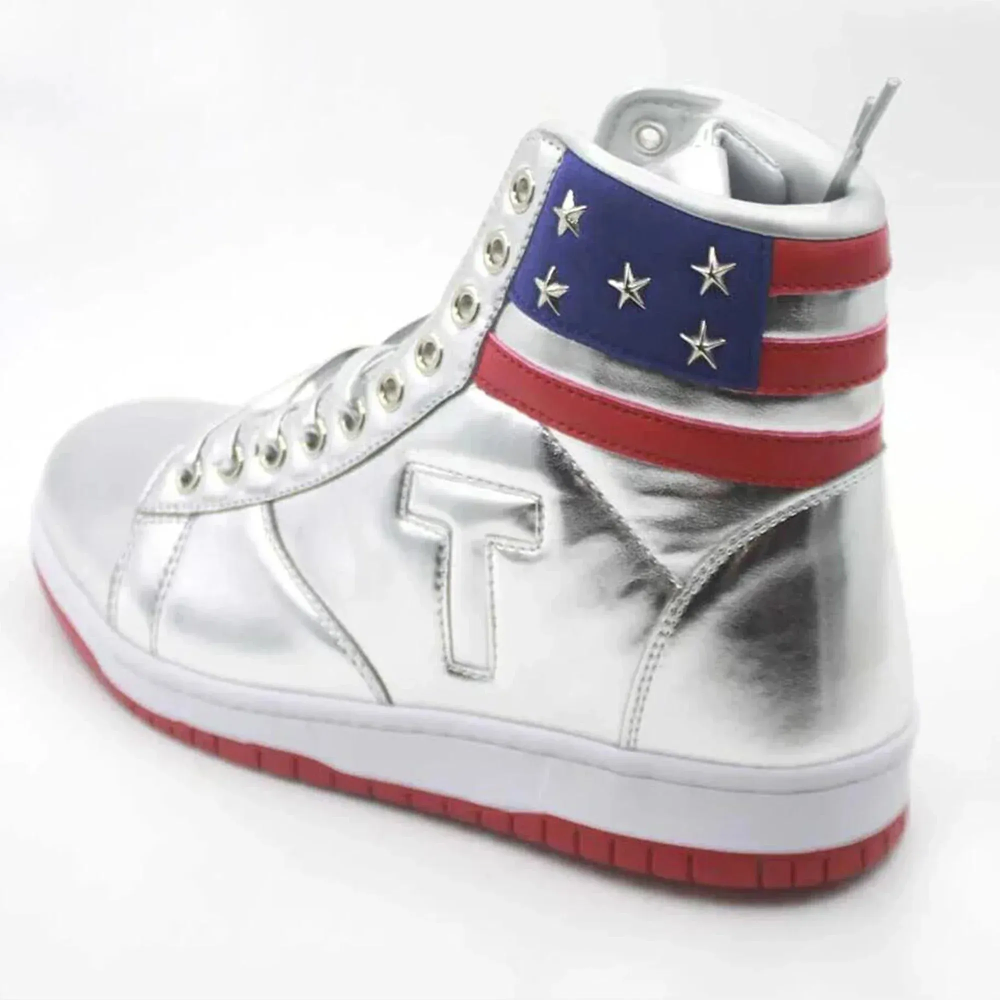 Trump NEVER SURRENDER Gold Mens 2024 MAGA Golden Streetwear Sneakers