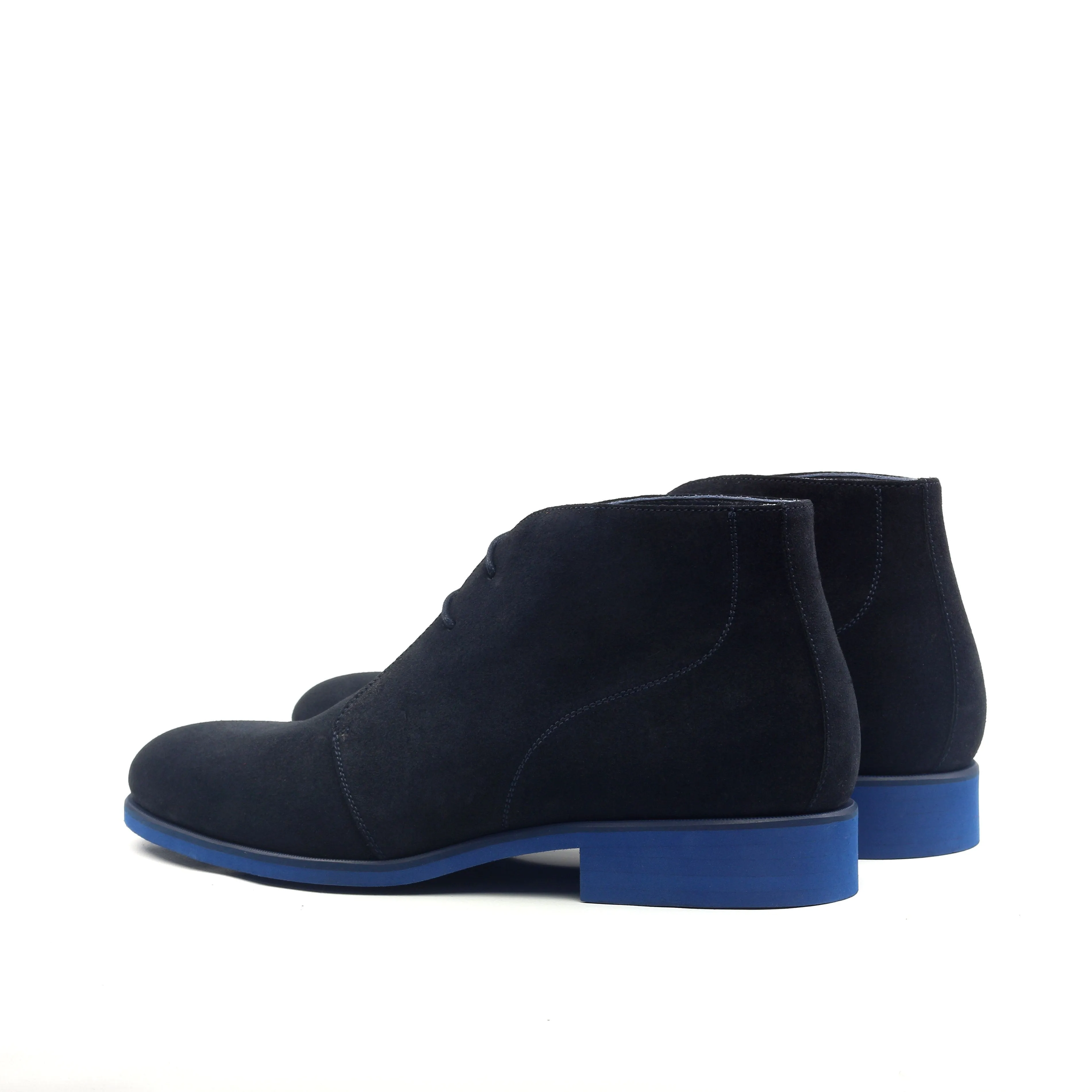 Unique Handcrafted Navy Blue Lux Suede Chukka Boot