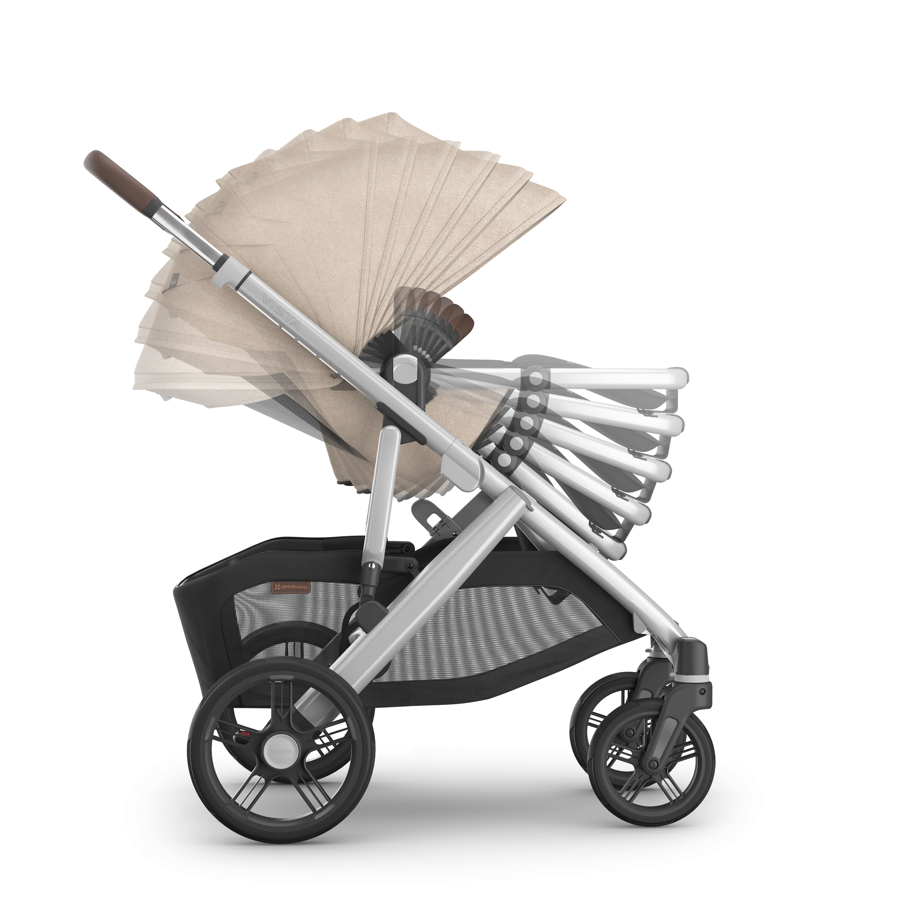UPPAbaby Vista V3 Stroller - Declan (Oat Mélange/Silver Frame/Chestnut Leather)