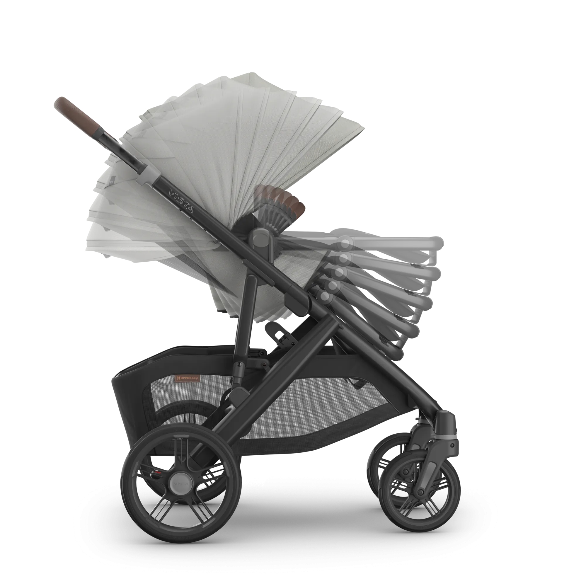 UPPAbaby Vista V3 Stroller - Savannah (Pearl Grey Jacquard/Carbon Frame/Chestnut Leather)