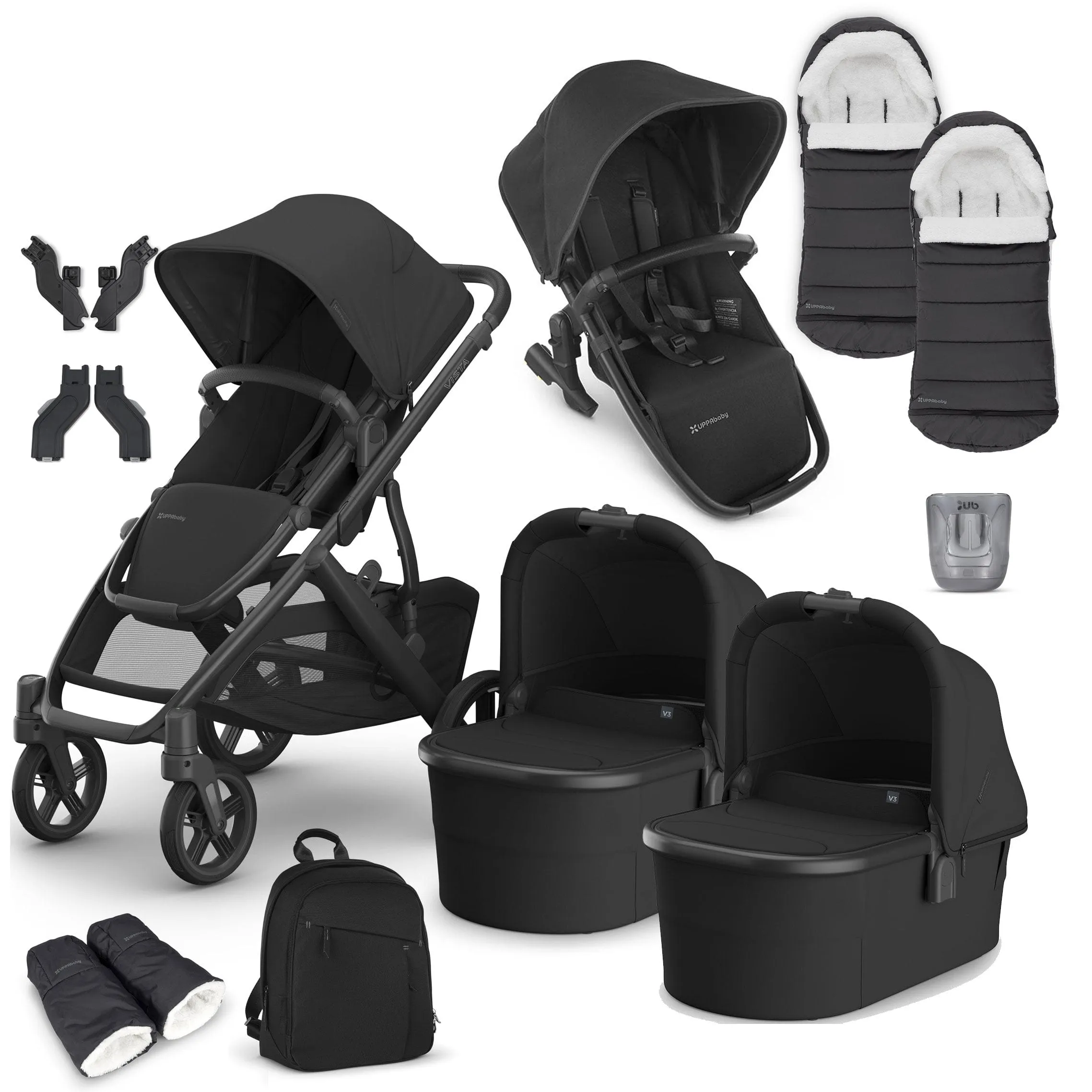 Uppababy Vista V3 Twin Complete Bundle in Jake