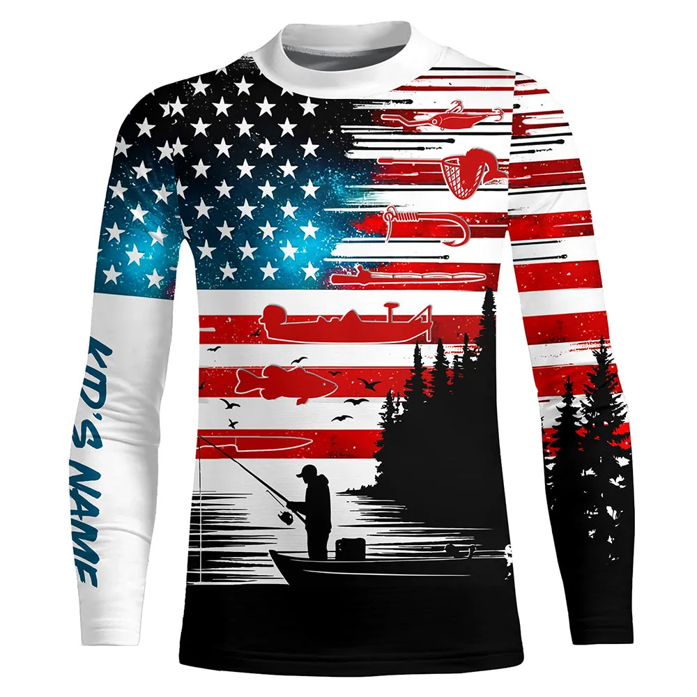 USA flag Kid long sleeve fishing shirt UV protection personalized fishing shirt A71