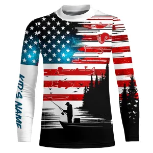 USA flag Kid long sleeve fishing shirt UV protection personalized fishing shirt A71