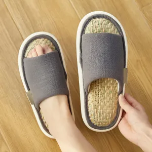 UTUNE Men's Open-Toe Linen Slippers - Dark Gray, Size 42-43