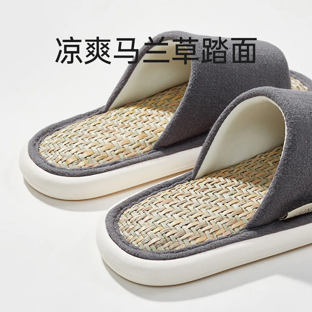 UTUNE Men's Open-Toe Linen Slippers - Dark Gray, Size 42-43