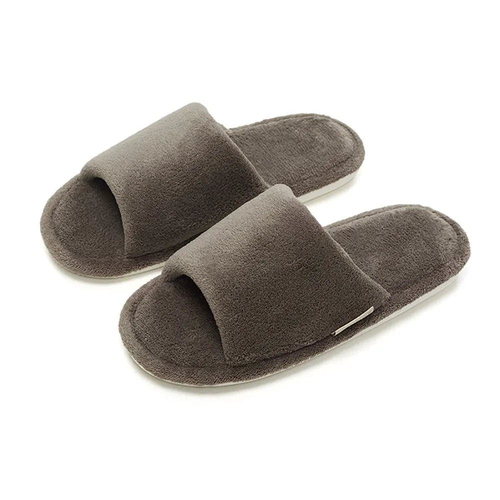 UTUNE Open-Toe Linen Slippers - Brown, Size 42-43