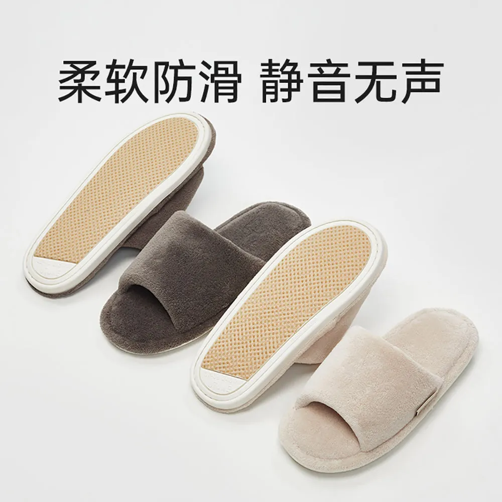 UTUNE Open-Toe Linen Slippers - Brown, Size 42-43