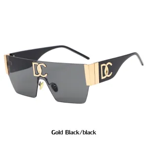 Vintage Rimless Square Sunglasses Women For Men Luxury Brand Designer Fashion Flat Top Goggle Punk Oversized Trend Sun Glasses