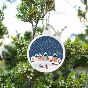 Vintage Snow Globe Village Bulb Ornament