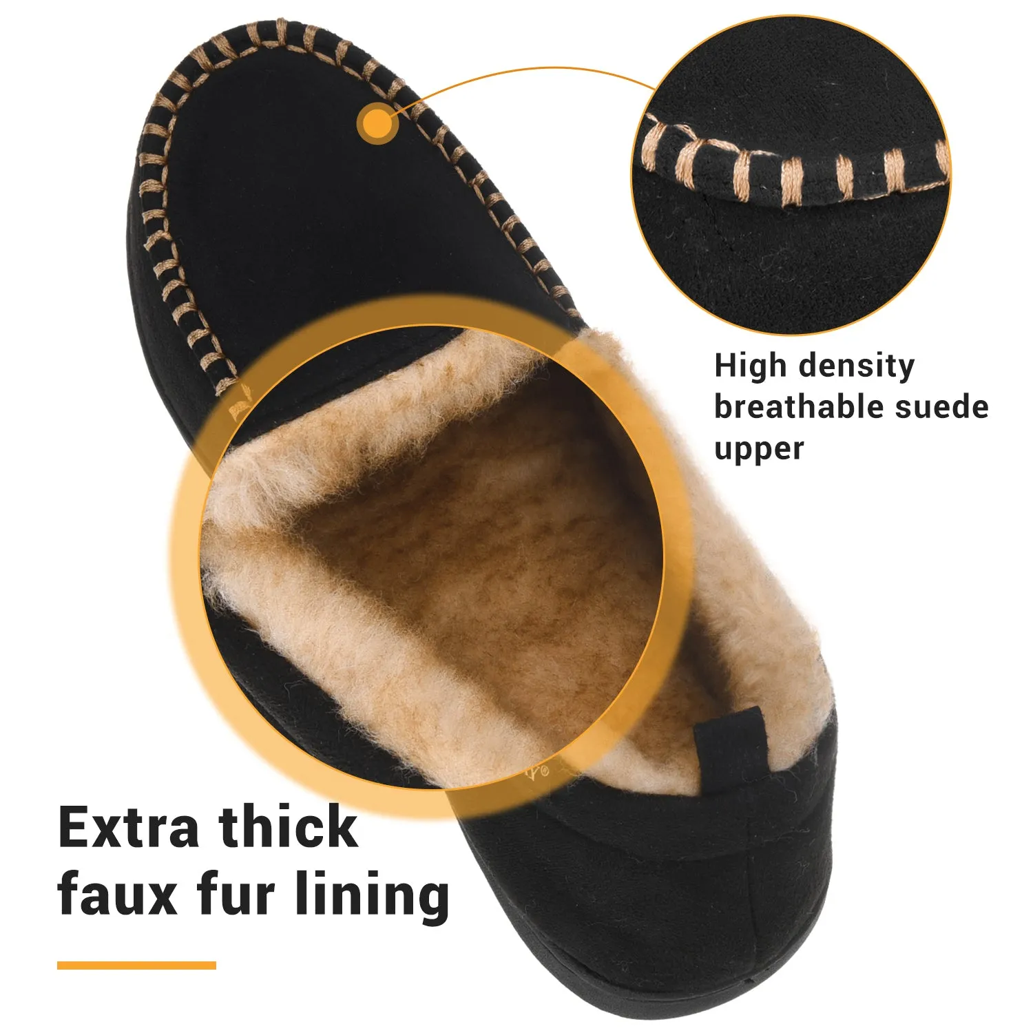 VONMAY Men's Moccasin Slippers Fuzzy House Shoes Fluffy Fur Winter Warm Memory Foam Indoor Outdoor