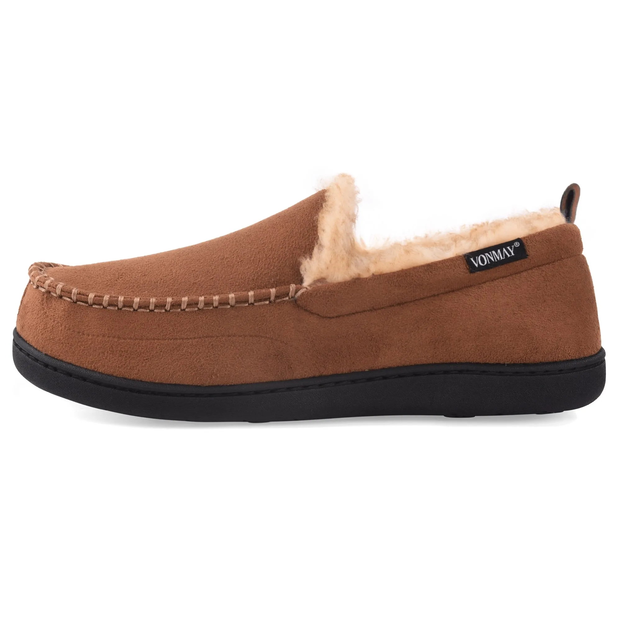 VONMAY Men's Moccasin Slippers Fuzzy House Shoes Fluffy Fur Winter Warm Memory Foam Indoor Outdoor