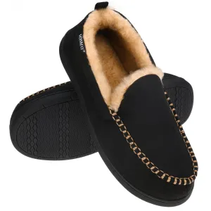 VONMAY Men's Moccasin Slippers Fuzzy House Shoes Fluffy Fur Winter Warm Memory Foam Indoor Outdoor