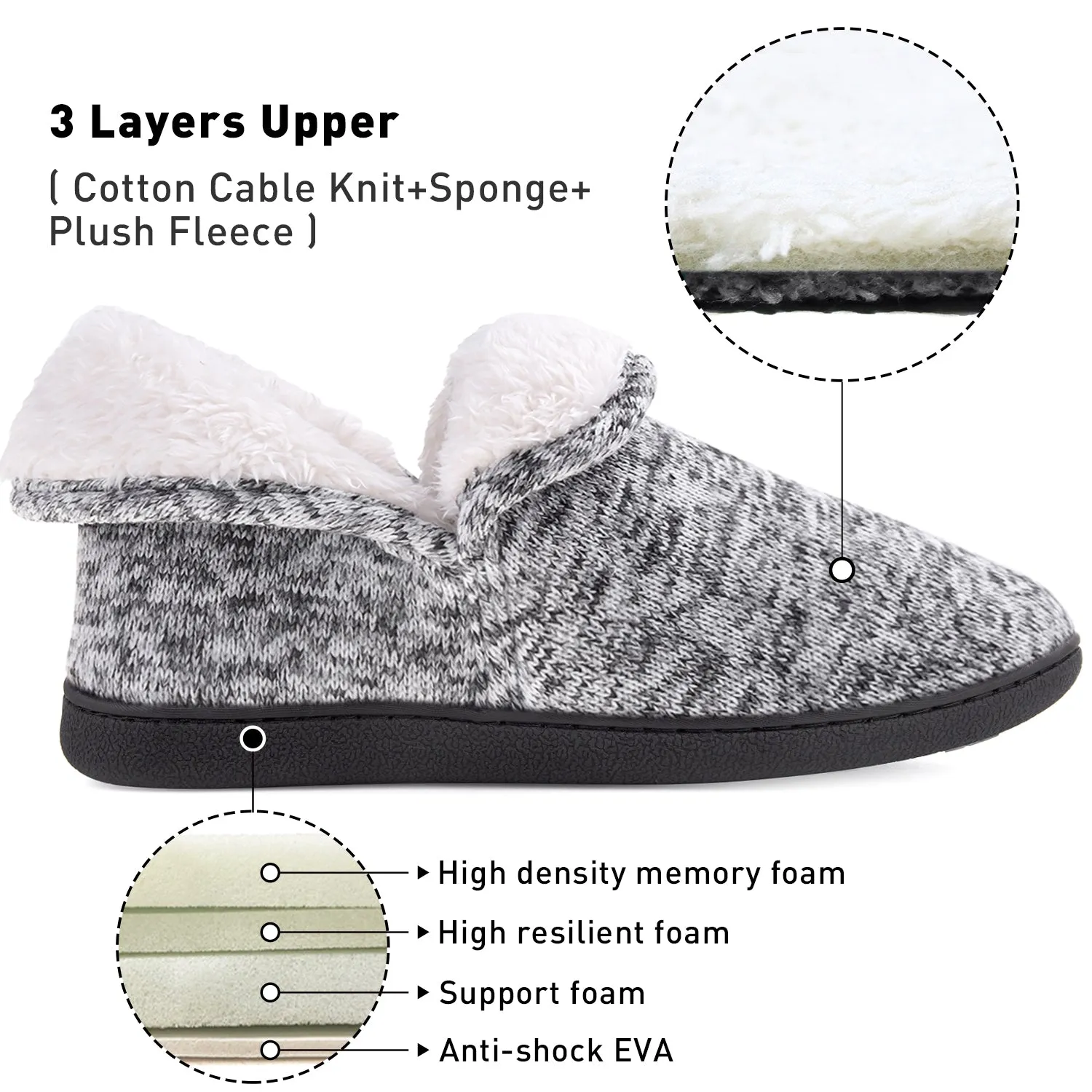 VONMAY Women's Fuzzy Slippers Boots Memory Foam Booties House Shoes Indoor Outdoor