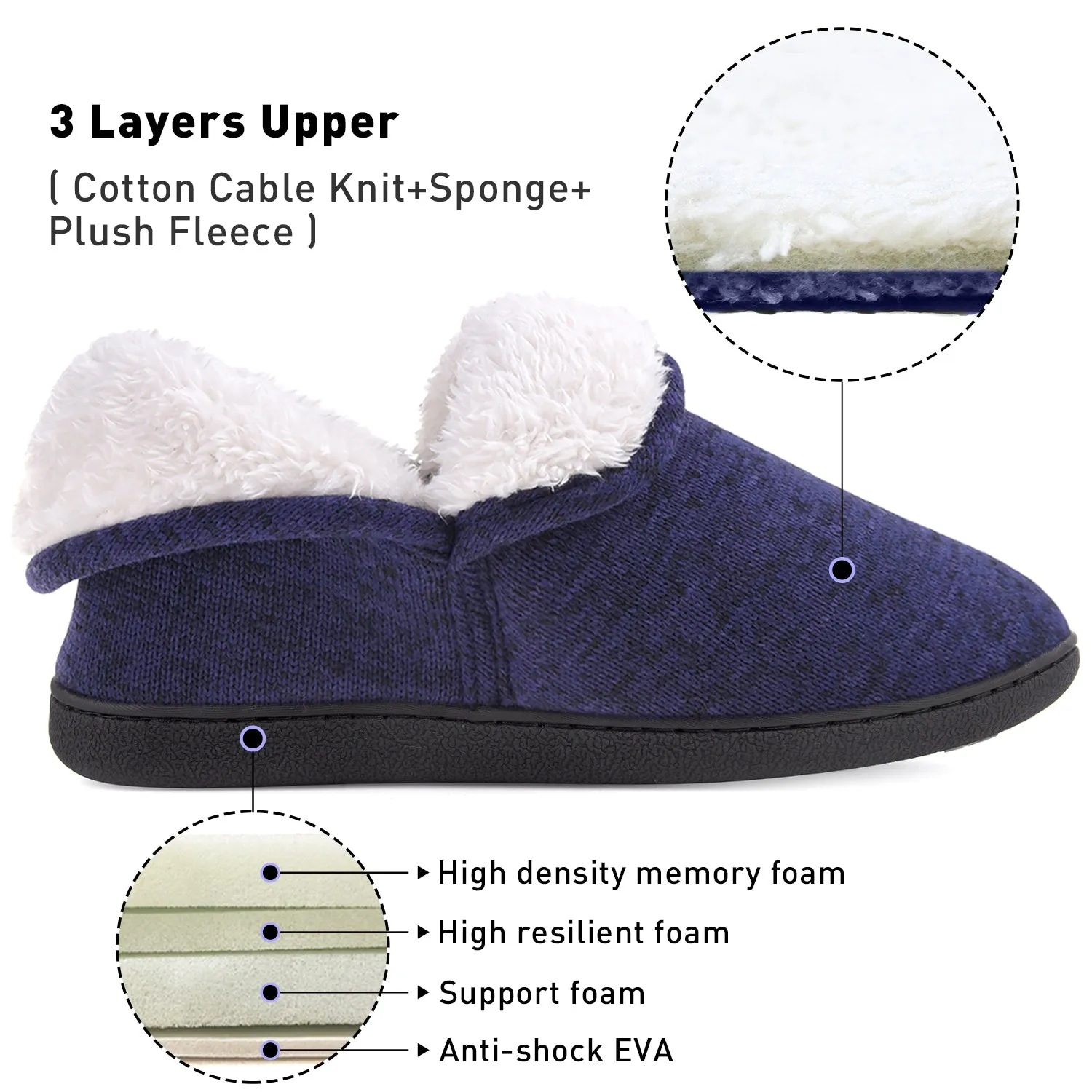 VONMAY Women's Fuzzy Slippers Boots Memory Foam Booties House Shoes Indoor Outdoor