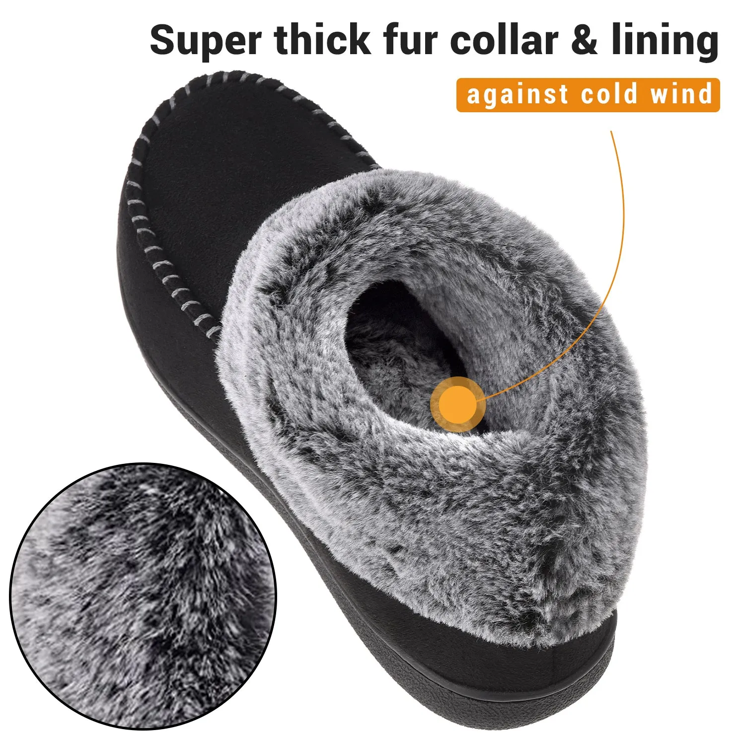 VONMAY Women's Moccasin Suede Bootie Slippers Furry Plush Boots House Shoes Indoor Outdoor