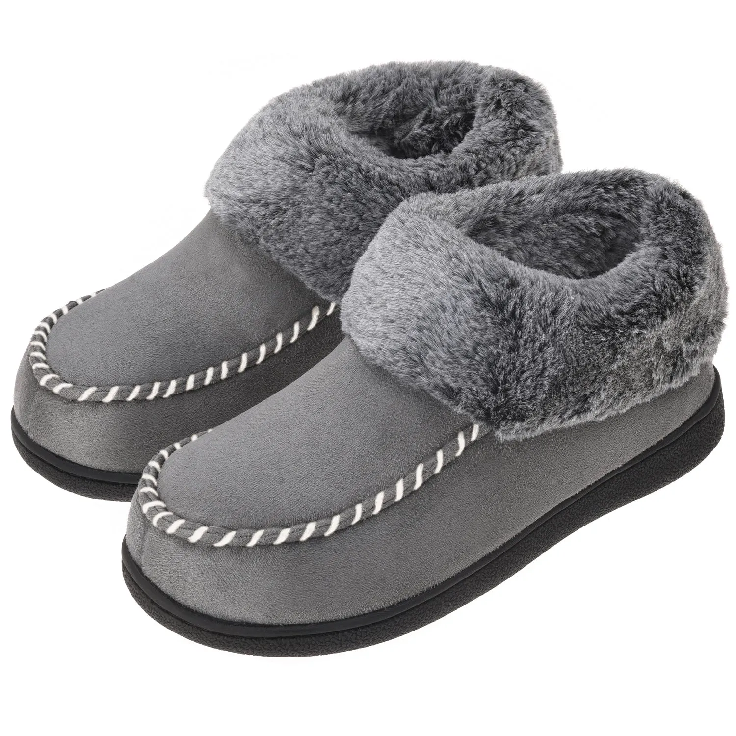 VONMAY Women's Moccasin Suede Bootie Slippers Furry Plush Boots House Shoes Indoor Outdoor