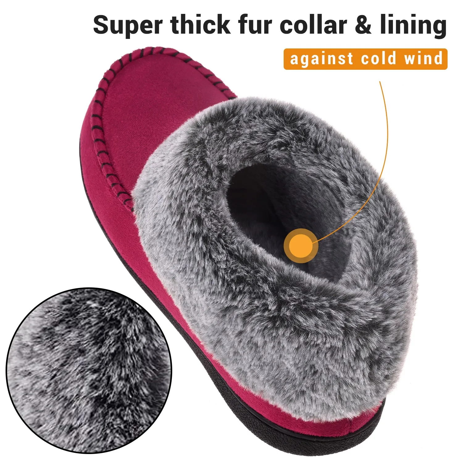 VONMAY Women's Moccasin Suede Bootie Slippers Furry Plush Boots House Shoes Indoor Outdoor