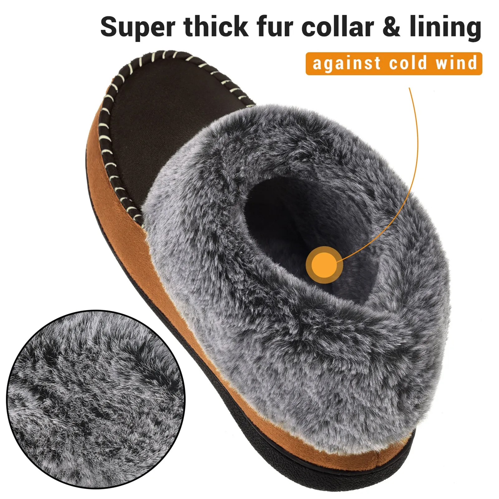 VONMAY Women's Moccasin Suede Bootie Slippers Furry Plush Boots House Shoes Indoor Outdoor