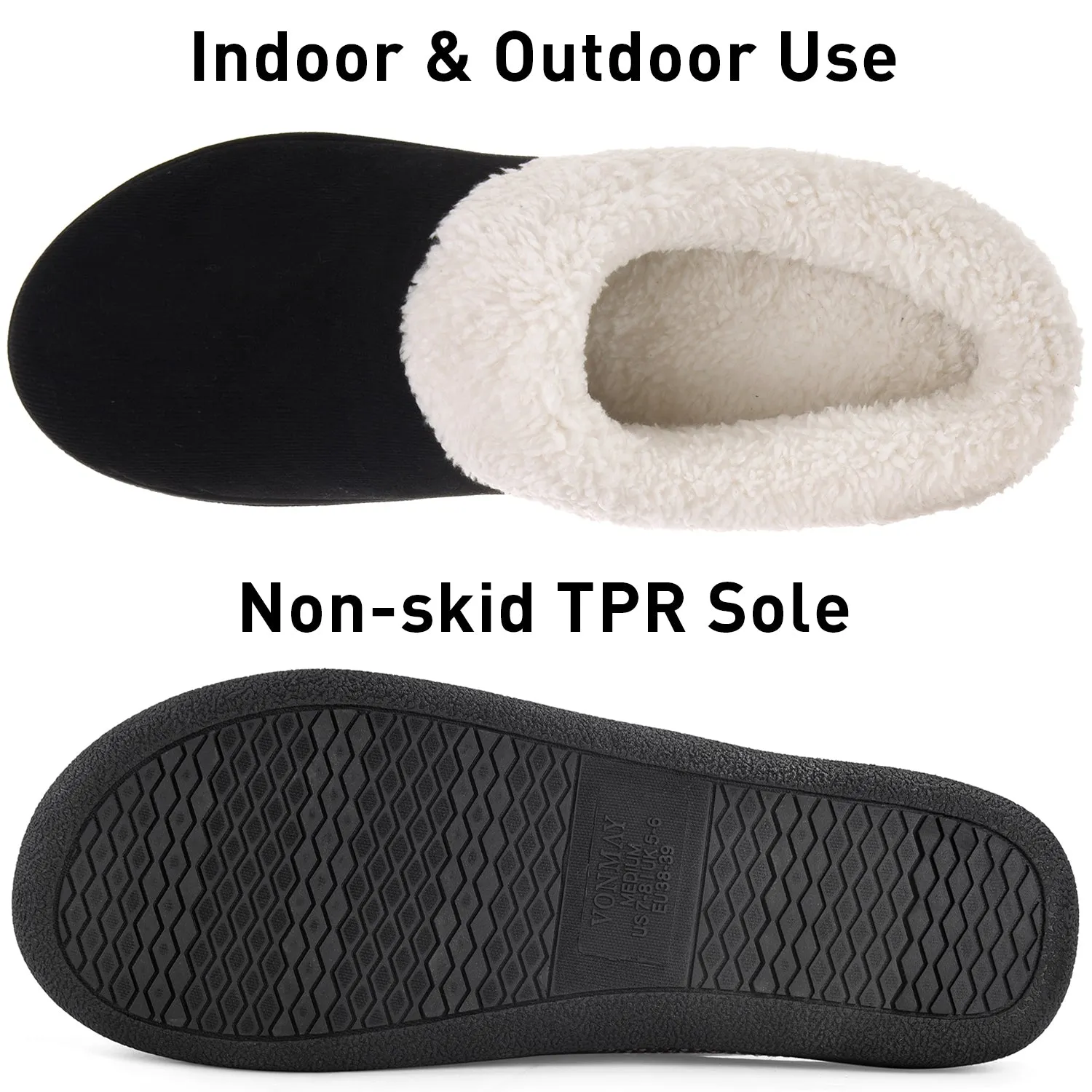 VONMAY Women's Slippers Memory Foam Fuzzy House Shoes Indoor Outdoor