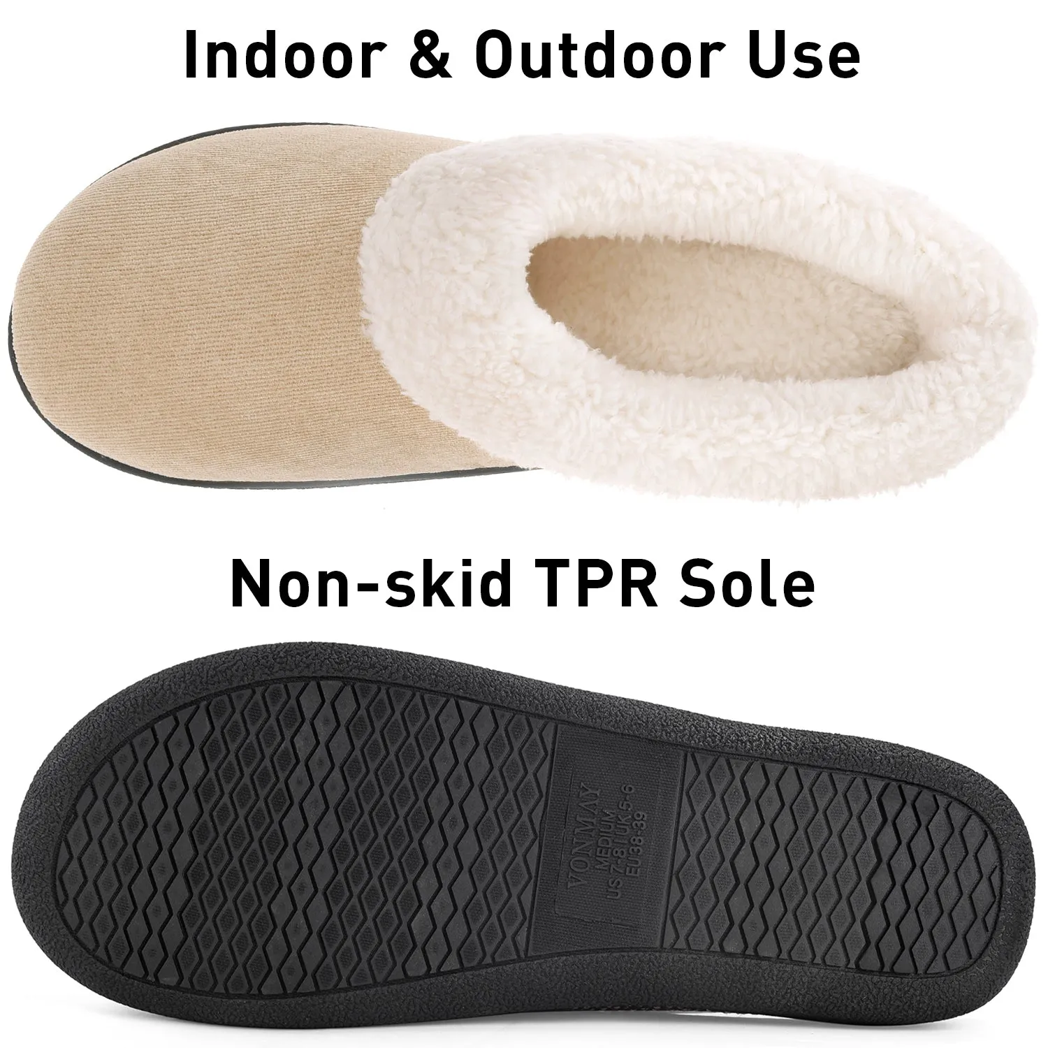VONMAY Women's Slippers Memory Foam Fuzzy House Shoes Indoor Outdoor
