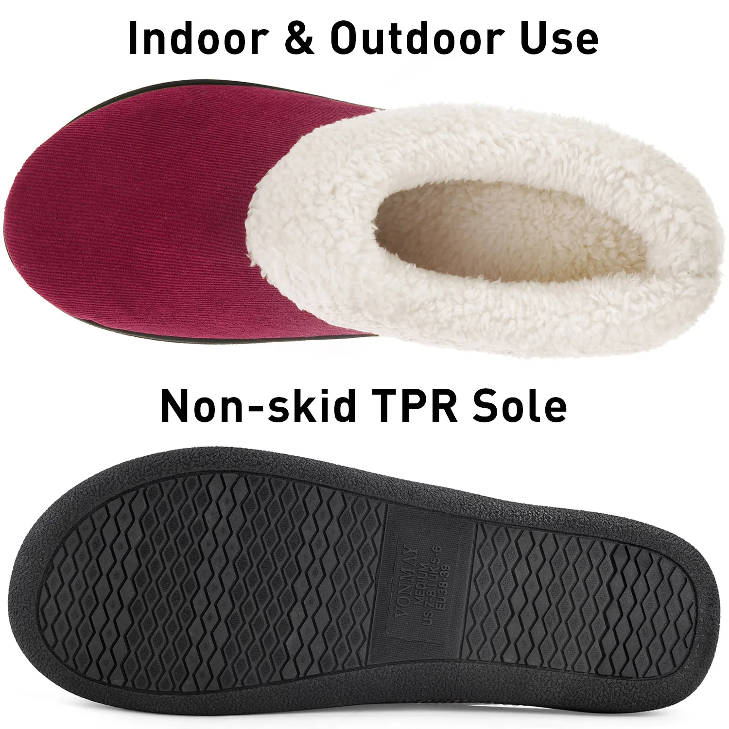 VONMAY Women's Slippers Memory Foam Fuzzy House Shoes Indoor Outdoor